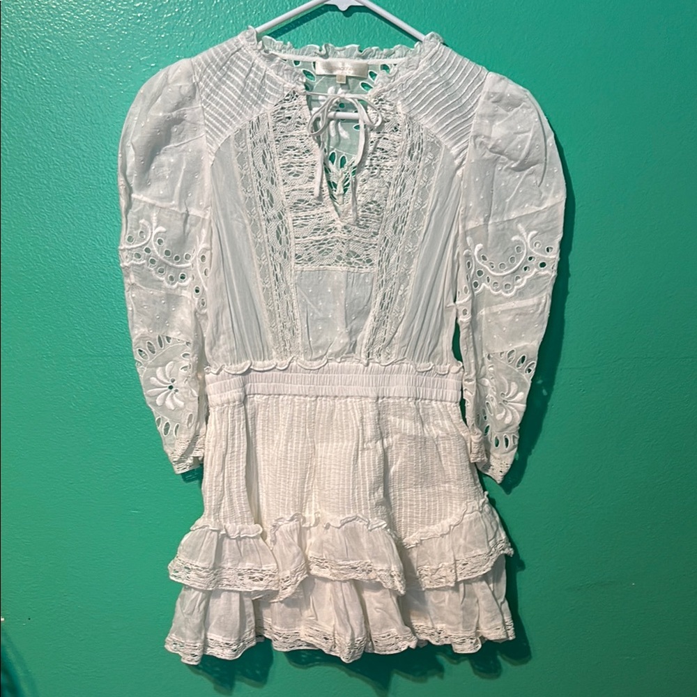 Loveshackfancy White Lace Mini Dress